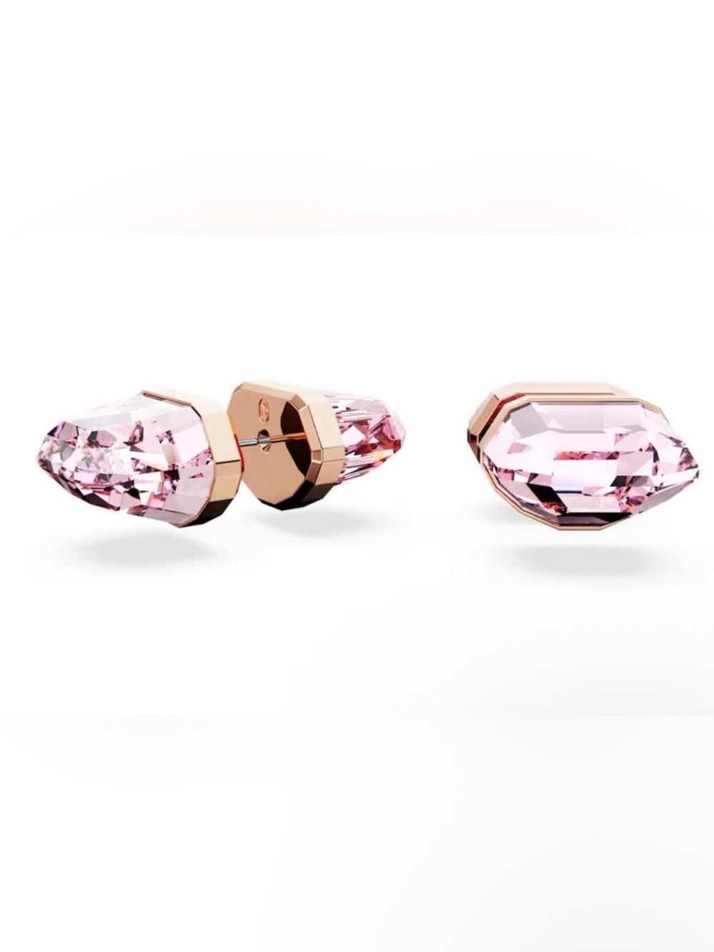 Swarovski Rose Gold Pink Crystal Stud Earrings - Elegant Women's Jewelry